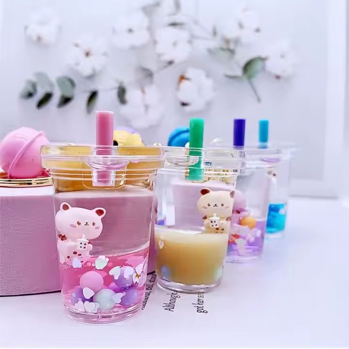 Acrylic KeyHolders Fashion Creative Mickey School Bag Cute Bubble Tea Floating, Liquid Acrylic Keychain