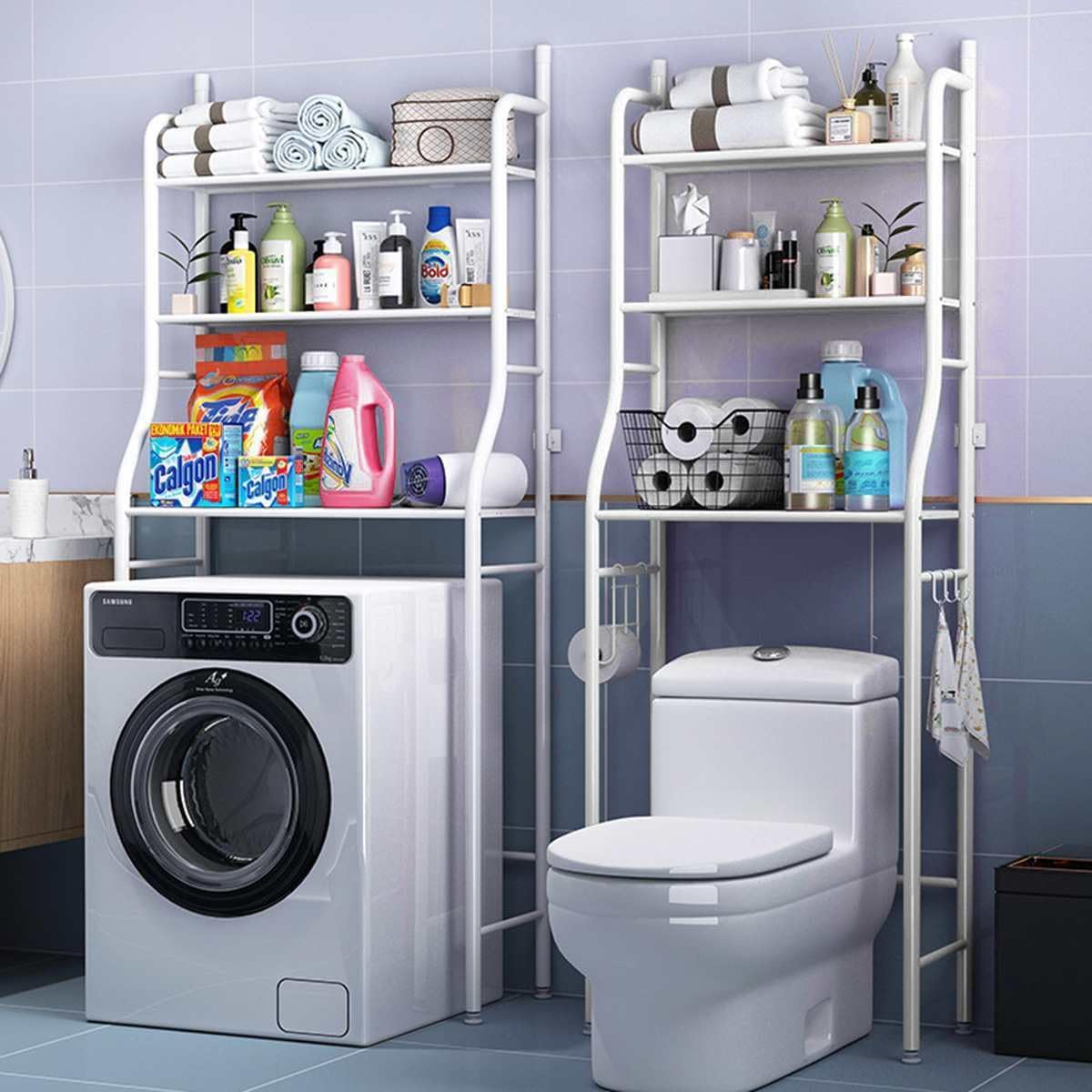 3 Tier Bathroom Washing Machine Storage Rack Space Saving Organizer for Laundry Detergent, Fabric Softener and Accessories