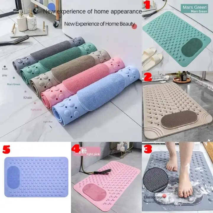Strong Non-slip 40 by 60 cm PVC Shower Mat Feet Massage Bubble Design Washable Durable Bathroom PVC Mat