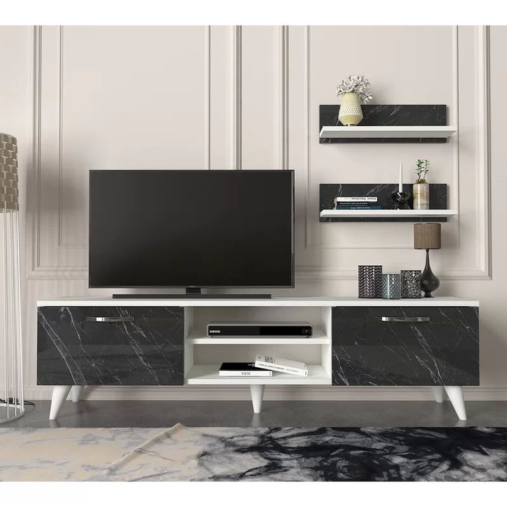 1 PC Marble Modern Mdf Tv Stand Wooden Tv Cabinet Designs White Tv Stand Living Room Furniture