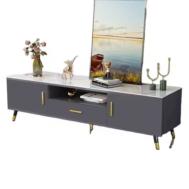 1 PC Marble Modern Mdf Tv Stand Wooden Tv Cabinet Designs White Tv Stand Living Room Furniture