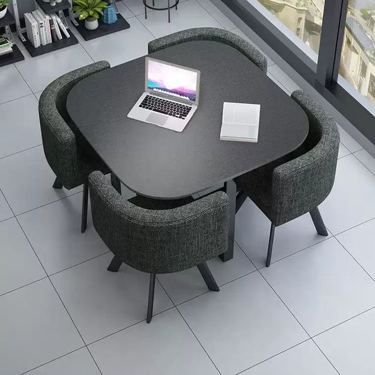 Dining Table Set Table and Chairs Set for Home, 80cm Round Table Living Room Reception Leisure Table Kitchen Dining Table and Chairs 4 Cotton and Linen Chairs