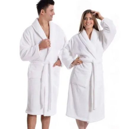 Bathrobes Long Shawl Collar Plush Robe,Unisex bathroom accessoriesSoft & Cosy,Wrap Over Style With Detachable Outer Belt Hanging Loop Soft Touch ...