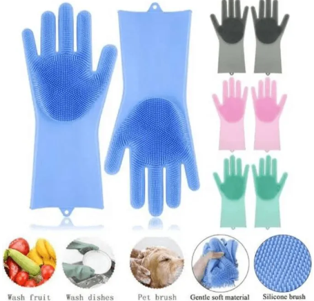 rubber Gloves Beef tendon gloves kitchen cleaning Tools latex gloves housework Washing household dishwashing waterproof gloves antiskid Silicone Sponge Glove Household Scrubber durable protective ﻿