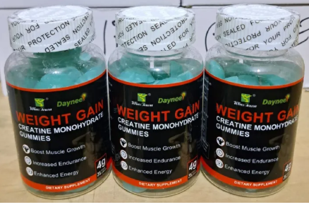 WEIGHT GAIN GUMMIES With Creatine Monohydrate Dietary Supplement Gummies For Boosting Muscle Growth, Increased Endurance and Enhanced Energy.