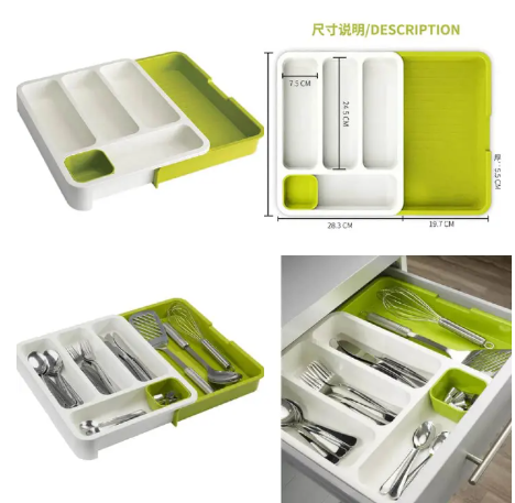 Cutterly organiser Drawer Organizer, Expandable Utensil Tray for Kitchen, BPA Free Flatware and Cutlery Holder, Adjustable Plastic Storage for Spoons Forks Knives