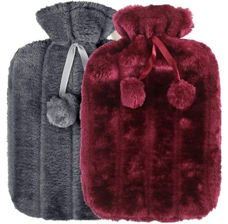 Hot Water Bottle with Soft Cover - 2L Large - Hot Water Bag for Pain Relief, Cramps, Back, Neck, Feet, Menstrual Cramps, Baby - Premium Cute Cover