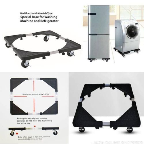 Buy now Heavy Duty Steel Fridge Stand Mobile Base with Wheels Adjustable Fridge Base Washing Machine Stand Multi-Functional Base Furniture Dolly for Refrigerator Washer and Dryer 56X56