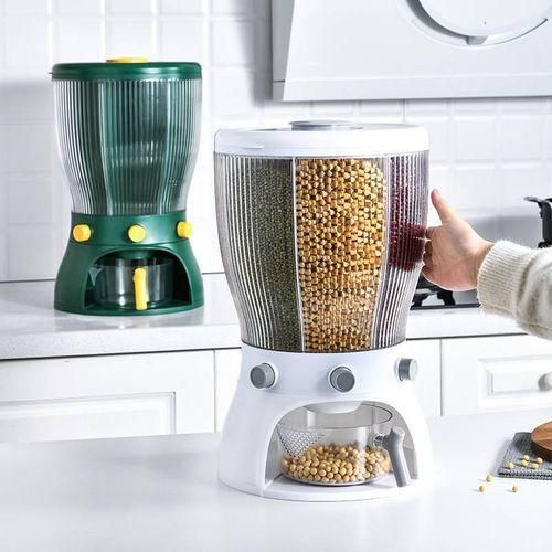 Rotating 4 Partition Cereal Dispenser for Pantry Organization
