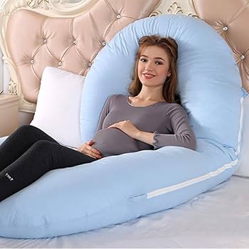 Pregnancy Pillow Gift for Pregnant Women to Sleeping C-Shape Maternity Support Pillow - for Back, HIPS, Legs, Stomach, Belly for Pregnant Women with Removable Cotton Cover ,Grey and Blue