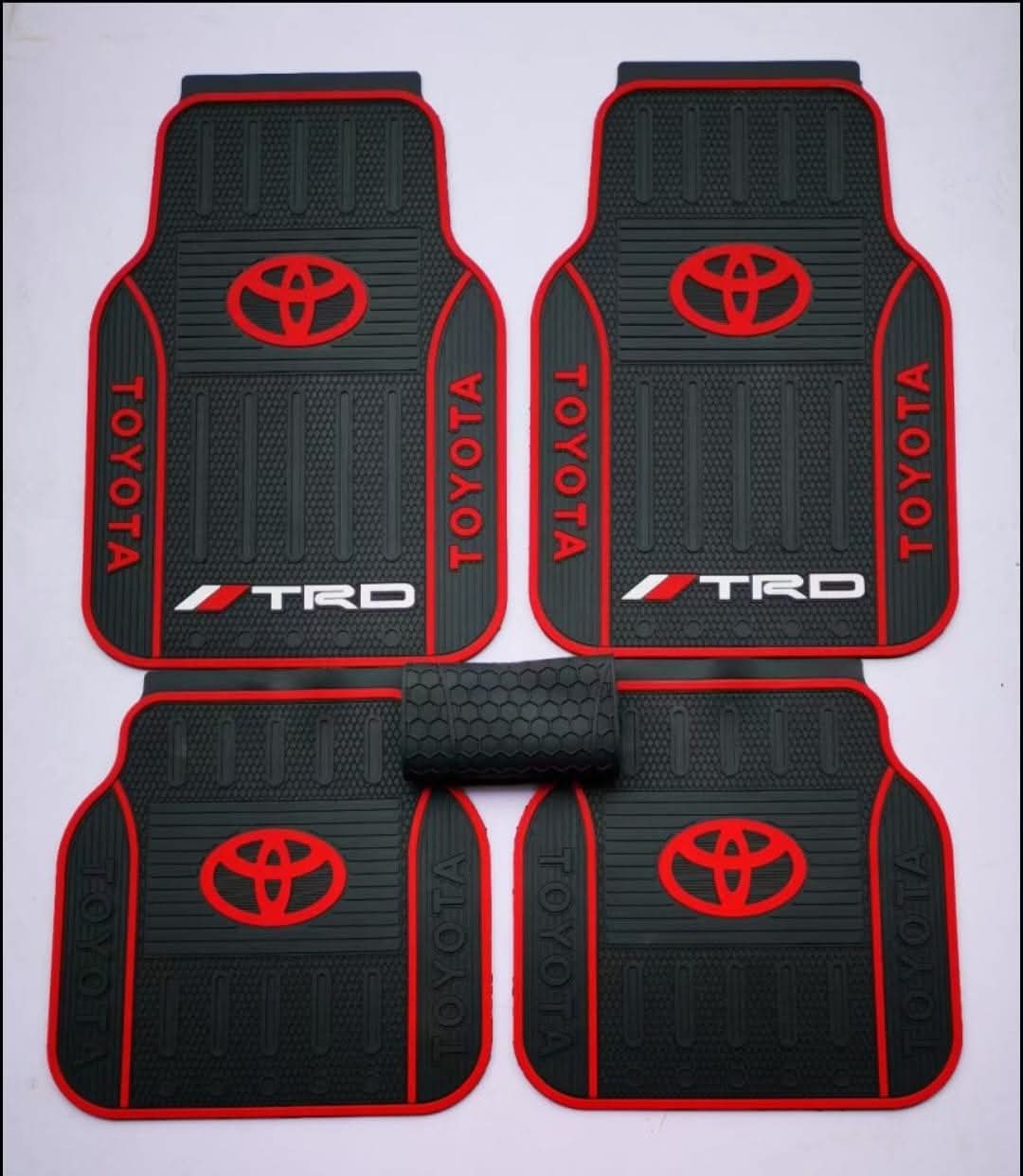 Toyota Heavy Duty Branded TRD 5 Seater Car Floor Mats,Durable channel construction holds water, mud and dirt. Anti Slip nib backing holds the mats firmly adhered in place. Washable In hot/cold water.