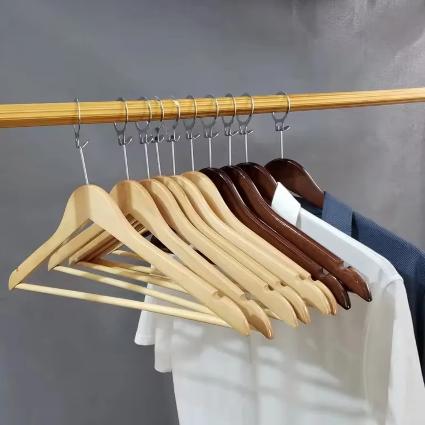 Wooden Hangers Clothes Hangers Set Wooden Clothes Hanger -Premium Wood with Notches