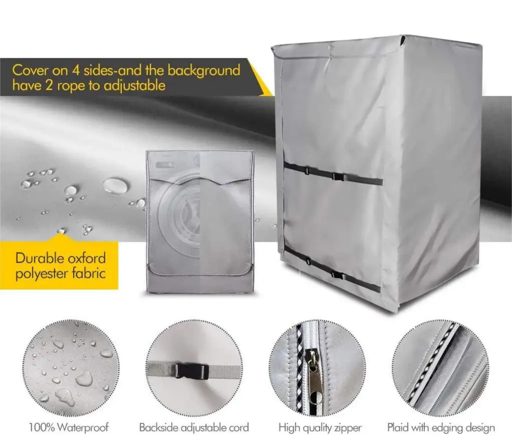 Front Load Washing Machine Cover Waterproof/Dustproof -Fits 9kg to 12kg