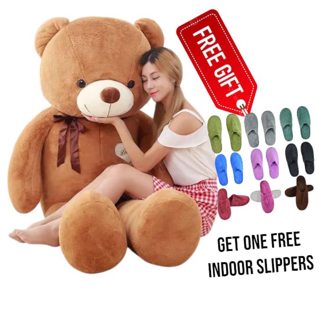 Enormous 140cm  Huge Cuddly Teddy Bear + FREE Indoor Slippers Gift Combo