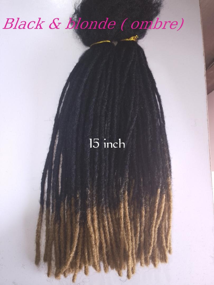 Unisex Artificial Dreadlocks Hair Extensions – 50-90 Pieces for Full Head/15 & 20 Inch |Crochet Locs |Reusable, Removable | Lightweight |Plain black & ombre| Protectivestyle/ +free bracelet gift 🎁|