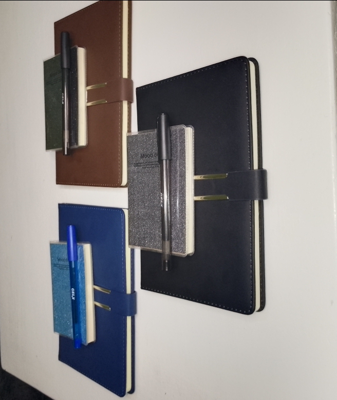 Classic Hardcover A5 Notebook Diary – Perfect for office, students, and daily journaling. Comes in brown, blue, black, with a free gift 🎁 pocket notebook and pen!