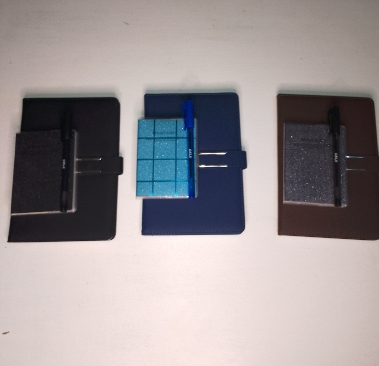 Classic Hardcover A5 Notebook Diary – Perfect for office, students, and daily journaling. Comes in brown, blue, black, with a free gift 🎁 pocket notebook and pen!