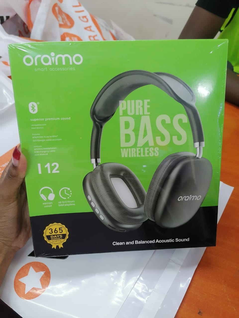 Oraimo Oraimo-i12 Wireless Bluetooth Headphones With Microphone Noise Canceling Earbuds Gaming Headset Stereo HiFi Earphones