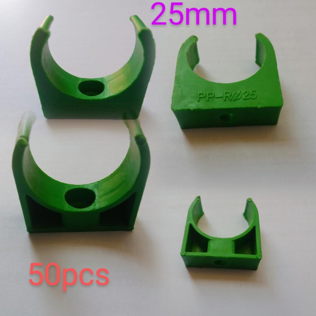 Pvc saddle u shape push in clips 25mm - 50pcs