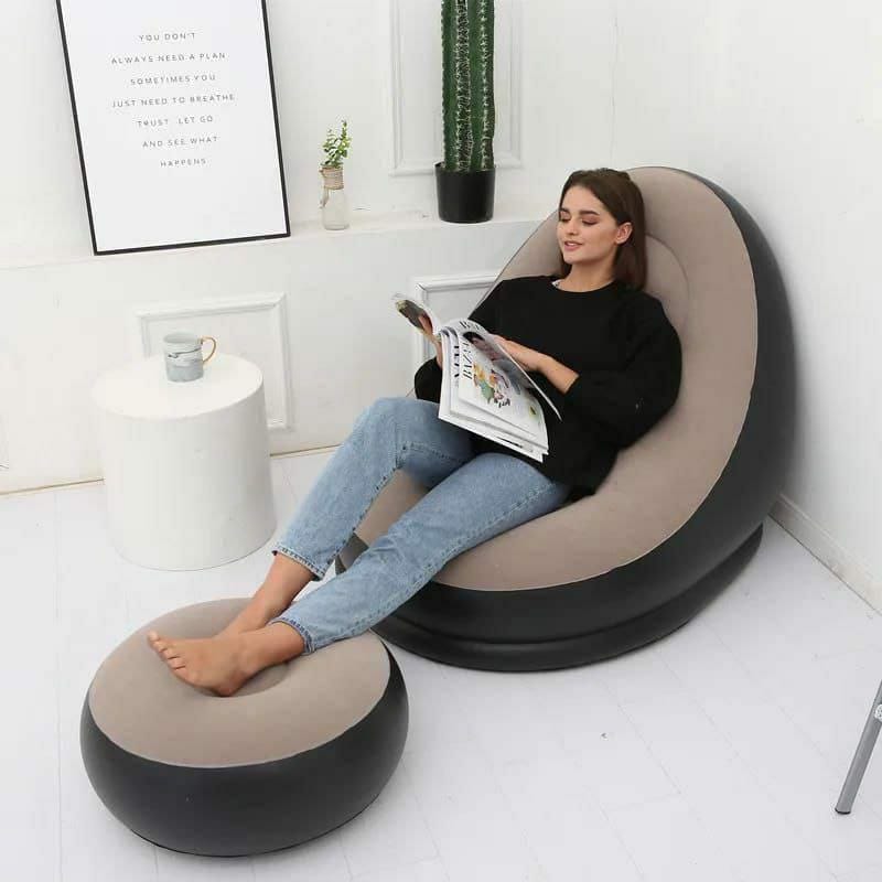 Inflatable Deluxe Lounge Seat / Inflatable seat with Foot rest & Free Pump (2pcs Sets)