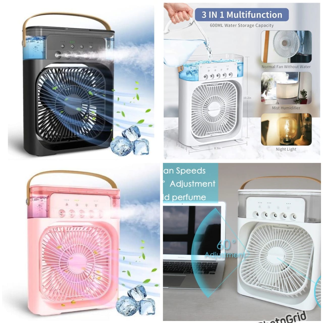 3 In 1 Fan AIr Conditioner Household Small Air Cooler LED Night Light Portable Humidifier Air Adjustment Fan Office Home Fan