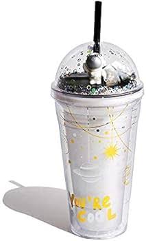 500ML FROST ASTRONAUT SMOOTHIE CUPSGLOW PARTY CUPS FOR KIDS LIGHT UP TUMBLER MAGIC CUP WITH LED GLOW IN THE DARK WATER DRINKING BOTTLE  WITH LID AND STRAW (ASTRONAUT)