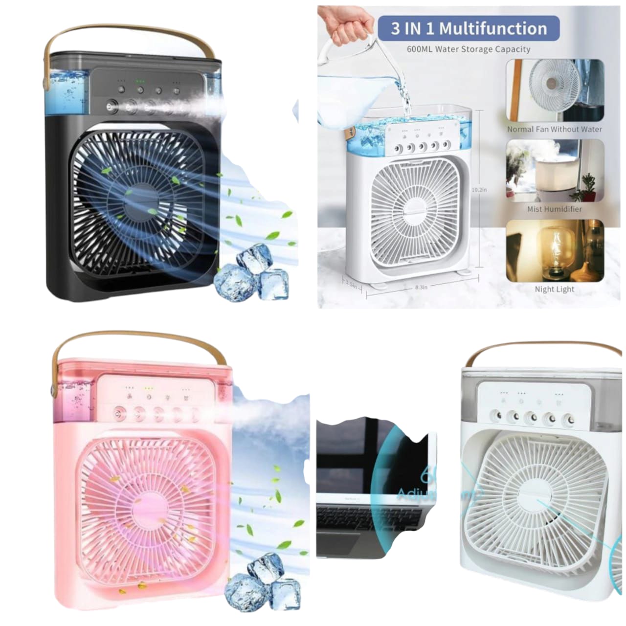 3 In 1 Fan AIr Conditioner Household Small Air Cooler LED Night Light Portable Humidifier Air Adjustment Fan Office Home Fan