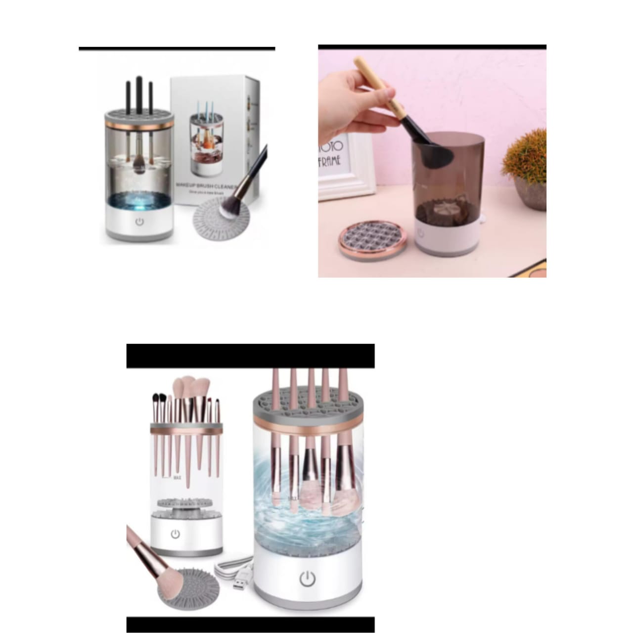 MAKEUP BRUSH CLEANER MACHINE  AUTOMATIC SPINNING MAKEUP BRUSH WASHER & HOLDER QUICK EFFICIENT FOR DEEP CLEANING ALL SIZE BRUSHES, PORTABLE FOR TRAVEL HOME USE, GIFTS FOR WOMEN