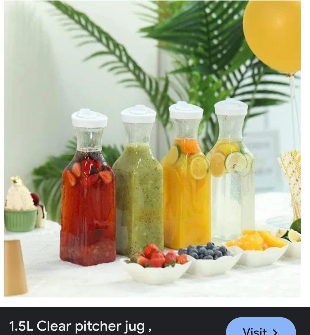 MULTI-PURPOSE   CARAFE CLEAR  PITCHER BOTTLE  WATER CARAFE WITH FLIP TOP LID, SET OF 1 SQUARE BASE JUICE CONTAINERS, CLEAR PLASTIC PITCHER - FOR WATER, ICED TEA, JUICE, BEVERAGE, COLD BREW AND MIMOSA