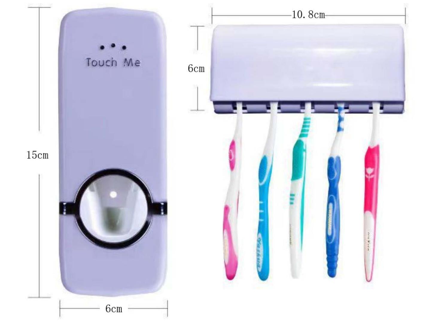 AUTOMATIC TOOTHBRUSH DISPENSER WALL MOUNT TOOTHPASTE SQUEEZER AND TOOTHBRUSH HOLDER SET FOR KIDS FAMILY BATHROOM USE