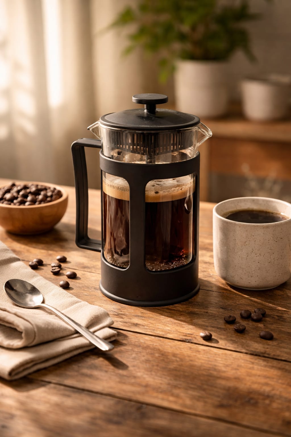STYLISH FRENCH PRESS COFFEE MAKER CAPACITY 600ML CAMPING COFFEE PRESS POT, SMALL FRENCH PRESS, TEA AND FROTHED MILK PRESS STRONG & FLAVORFUL COFFEE
