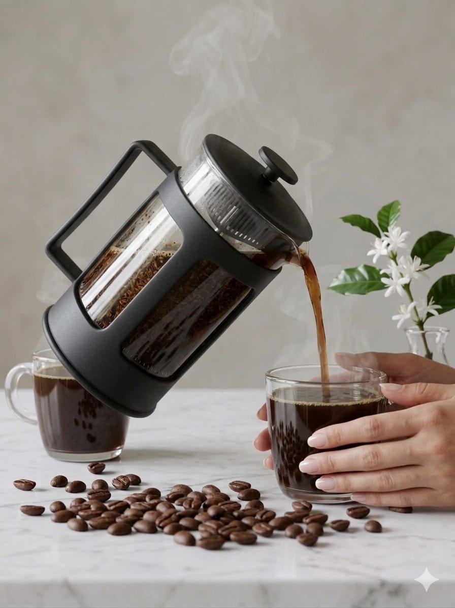 STYLISH FRENCH PRESS COFFEE MAKER CAPACITY 600ML CAMPING COFFEE PRESS POT, SMALL FRENCH PRESS, TEA AND FROTHED MILK PRESS STRONG & FLAVORFUL COFFEE