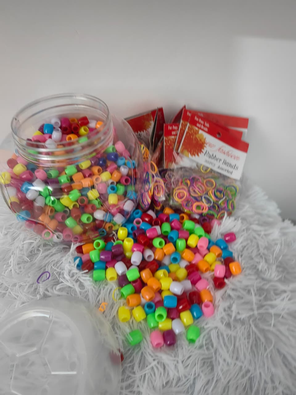 MIXED COLORGLASS, PEARL LARGE HOLE HAIR BEADS, 10X12MM ACRYLIC PONY BEADS FOR HAIR BRAIDS, BULK PACK - MIXED COLORS FOR BRACELETS & DIY VERY COLOURFUL FOR GIRLS