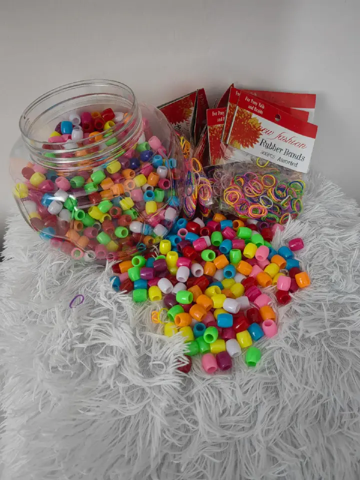 MIXED COLORGLASS, PEARL LARGE HOLE HAIR BEADS, 10X12MM ACRYLIC PONY BEADS FOR HAIR BRAIDS, BULK PACK - MIXED COLORS FOR BRACELETS & DIY VERY COLOURFUL FOR GIRLS