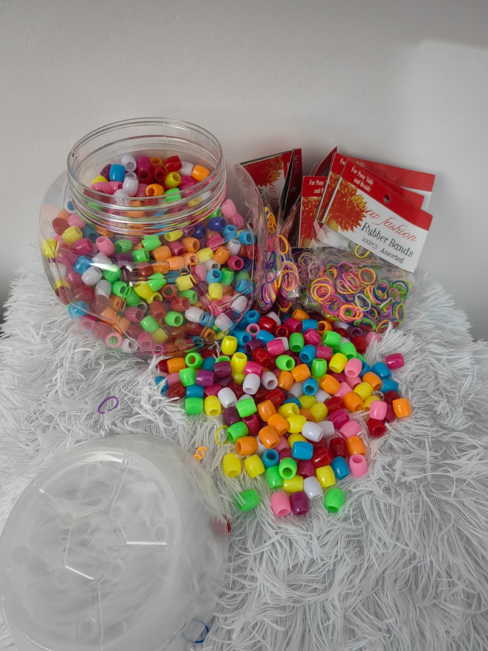 MIXED COLORGLASS, PEARL LARGE HOLE HAIR BEADS, 10X12MM ACRYLIC PONY BEADS FOR HAIR BRAIDS, BULK PACK - MIXED COLORS FOR BRACELETS & DIY VERY COLOURFUL FOR GIRLS