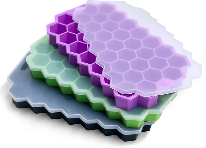 37 GRID SILICON ICE CUBE MAKER SILICONE ICE CUBE TRAYS WITH LID - 37 GRID SMALL ICE CUBE MOLDS FOR FREEZER REUSABLE BPA FREE EASY-RELEASE FOR COCKTAIL WHISKY ICED COFFEE DISHWASHER SAFE