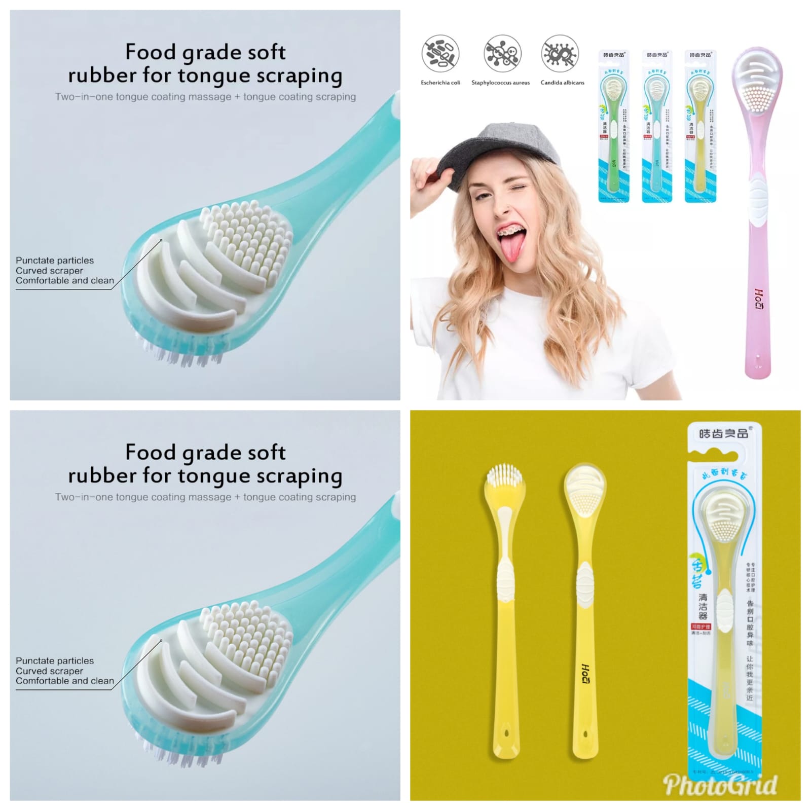 DOUBLE SIDED SILICONE TONGUE CLEANER TONGUE SCRAPER, ULTRA-SOFT TONGUE BRUSH TONGUE CLEANER PLASTIC DUAL-SIDED TONGUE BRUSHES FOR REDUCING BAD BREATH, INCLUDES COMFORT GRIP HANDLE, IDEAL FOR ADULTS AN