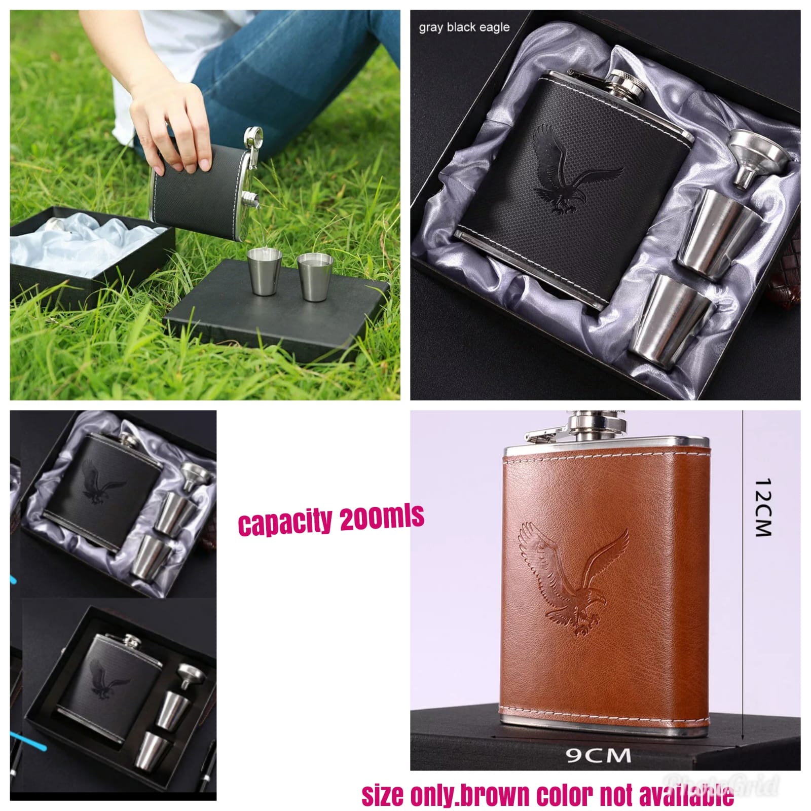 HIP WHISKY BOTTLE.COMES IN A NICE PACKAGE AND WITH TWO TOT CUPS. 200ML STAINLESS STEEL HIP FLASK, LEAK PROOF WITH FUNNEL, OUTDOOR, CLIMBING, EXPLORATION, FATHER'S DAY GIFT