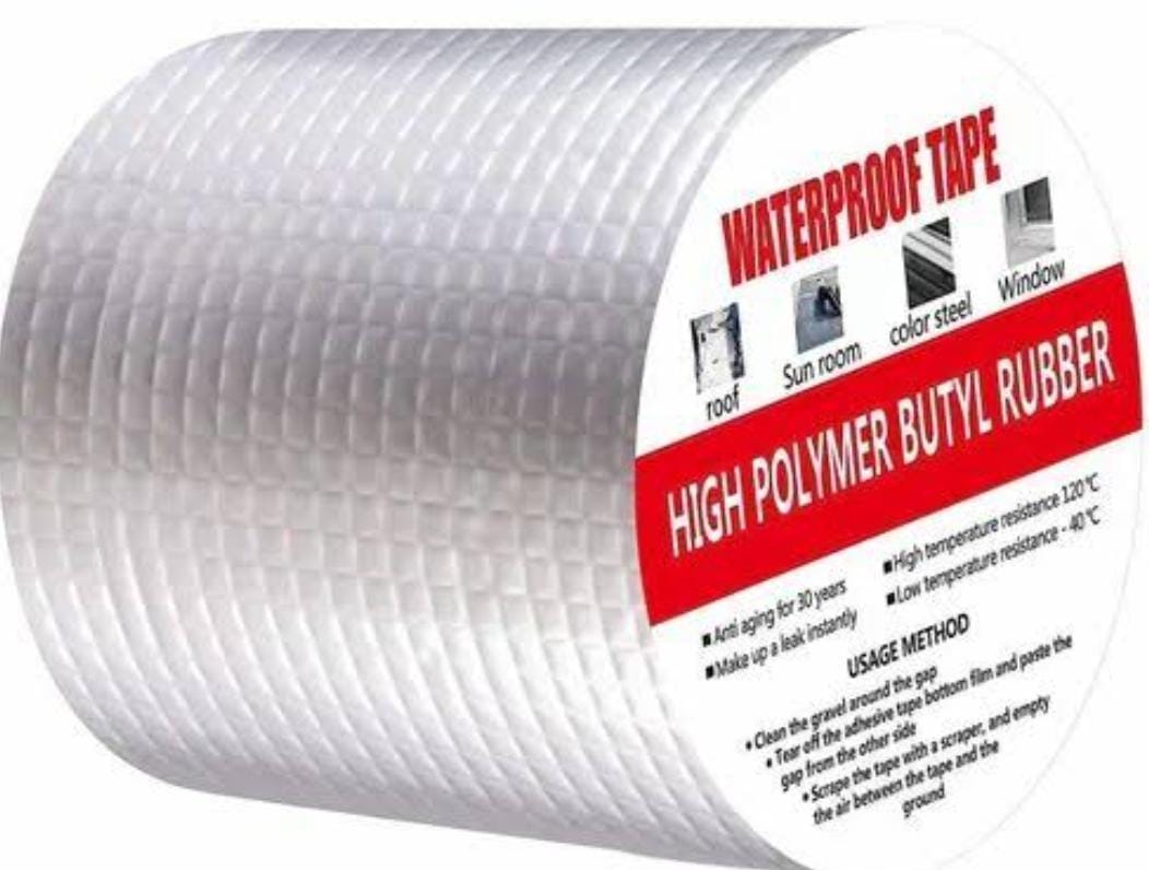 WATER PROOF BUTYL TAPE SIZE 10CM BY 5 M ALUMINUM DUCT SEALING TAPE WATERPROOF SEALANT REPAIR TAPE FOR RV ROOF, BOAT AND PIPE SEALING, GLASS & EDPM ROOF LEAK PATCHING