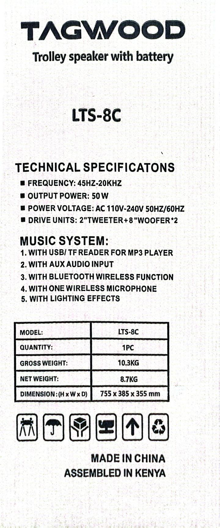 TAGWOOD LTS- 8C PARTY BOX PORTABLE SPEAKER 🔥🔥🔥🔥