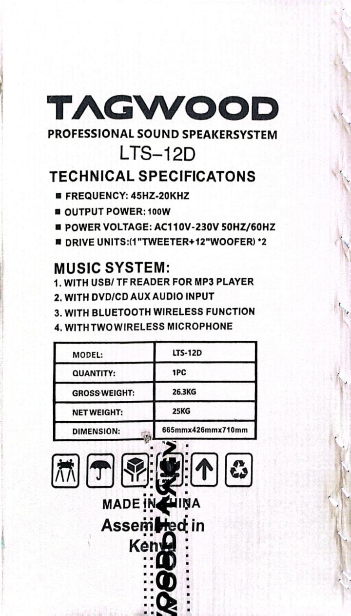 Tagwood LTS-12D Double Speaker – Powerful 12" Sound System with Dual Wireless Microphones