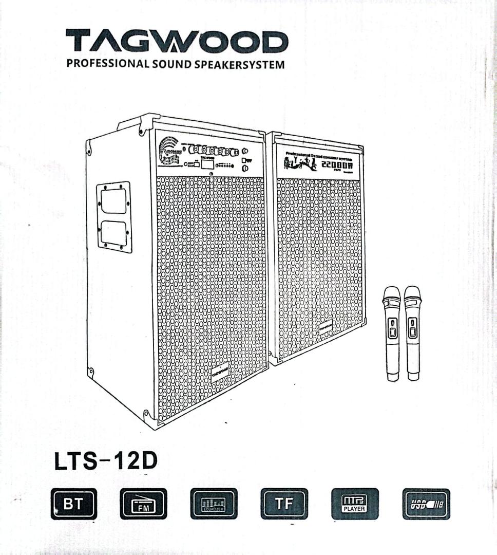 Tagwood LTS-12D Double Speaker – Powerful 12" Sound System with Dual Wireless Microphones