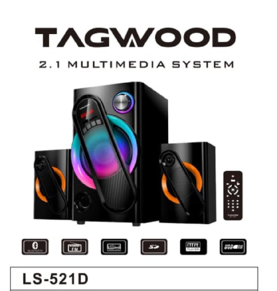 TAGWOOD LS-521D 2.1CH 9800W PMPO WOOFER Home Audio SPEAKER BLUETOOTH/FM/SB/USB Subwoofer Speaker System