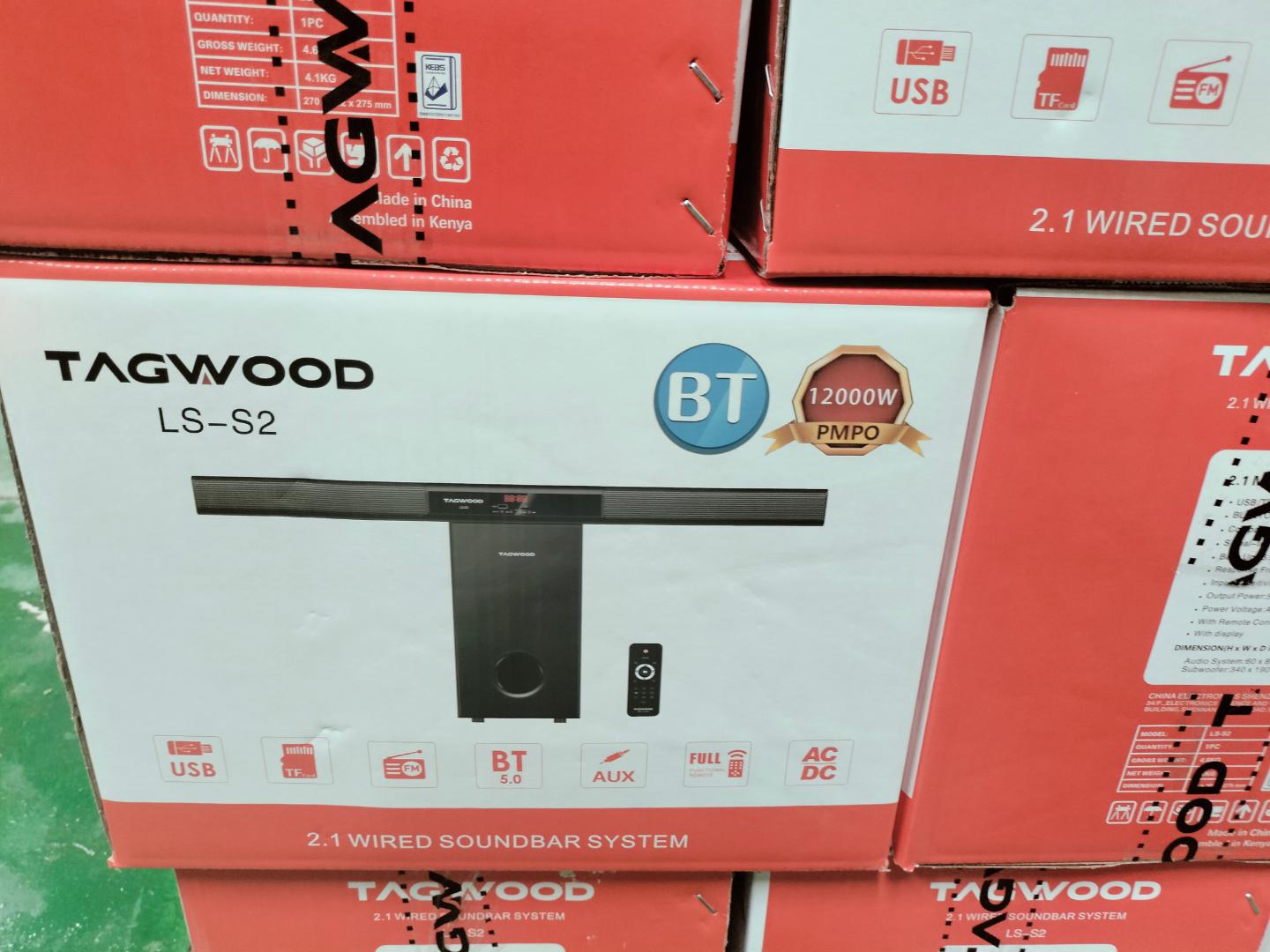 Tagwood 12000W 2.1CH Multimedia Bluetooth Woofer Speaker System Subwoofer Soundbar BT/USB/SD/FM AC/DC System Soundbar with Remote Control S2 Speaker bass