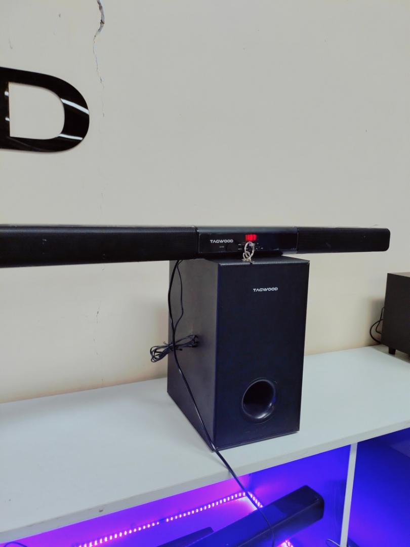 Tagwood 12000W 2.1CH Multimedia Bluetooth Woofer Speaker System Subwoofer Soundbar BT/USB/SD/FM AC/DC System Soundbar with Remote Control S2 Speaker bass