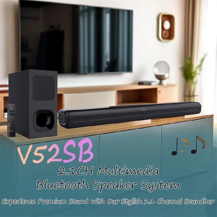 Vitron 2.1CH V52SB Wired Soundbar System with AUX USB Bluetooth Speaker System Home Audio Rich Bass 8000W