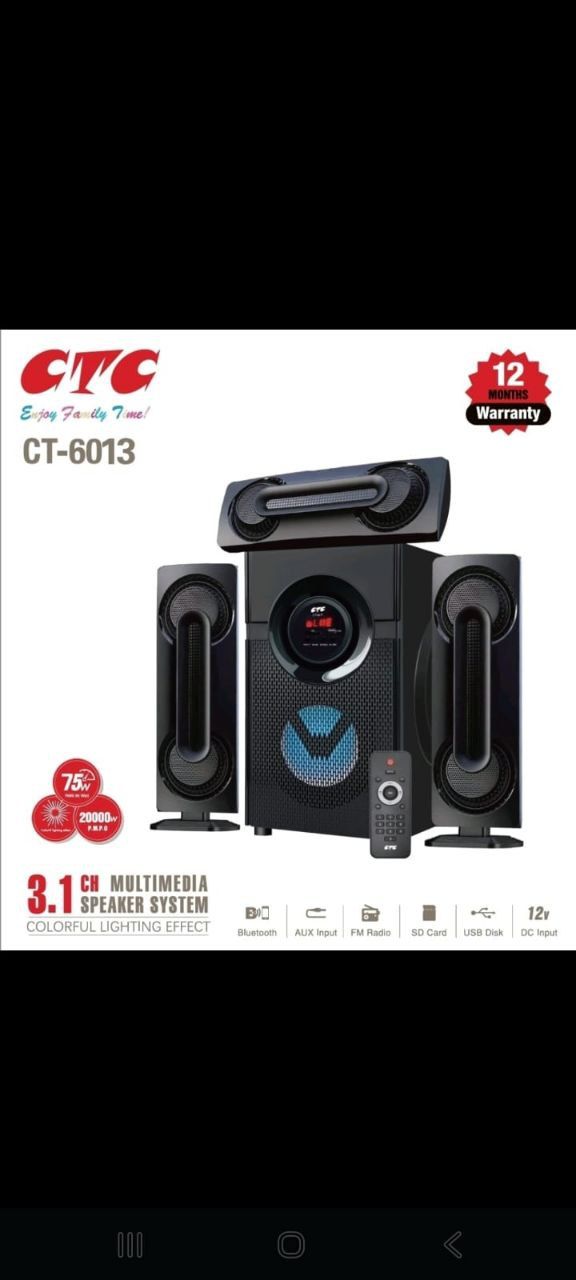 CTC CT-6013 3.1 Ch Home theater Subwoofer Multimedia Speaker System CT-6009 MP3, SD Card, USB Slot with  FM radio black home audio home theater speaker system