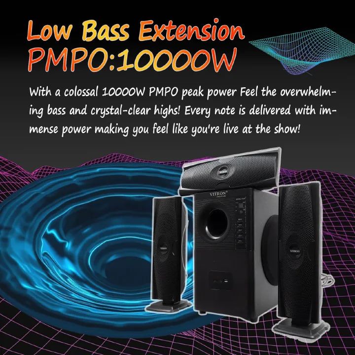 Vitron 3.1CH Multimedia X-Bass Speaker System Home Theatre System AC/DC Subwoofer Bluetooth Woofer USB/SD/FM Home Audio System with Remote Control V636