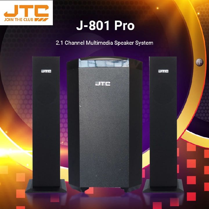 JTC J-801 Pro 2.1CH SUB Bluetooth Woofer HI-FI Sound Multimedia Speaker System default original-BT/FM-12000W + Microphone With Remote Control