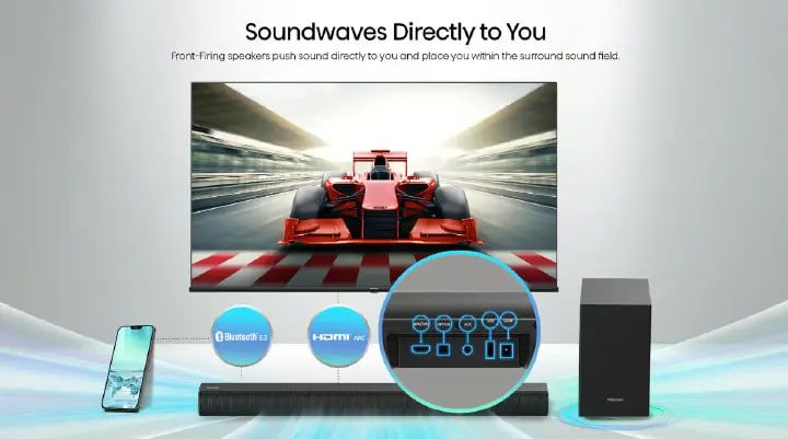 Hisense 2.1CH SOUNDBAR WITH WIRELESS SUBWOOFER HS1800 Woofer Bluetooth Speaker Remote